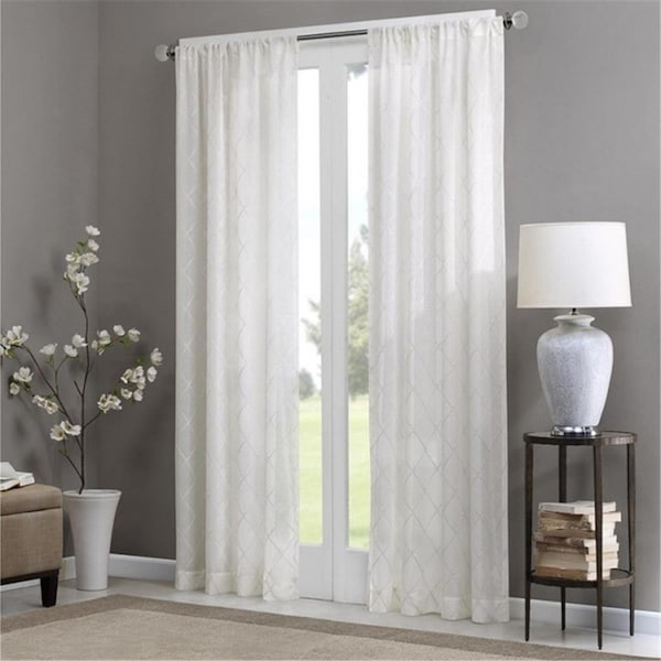 Madison Park Irina Diamond Sheer Window Curtain - White MP40-2332 - main